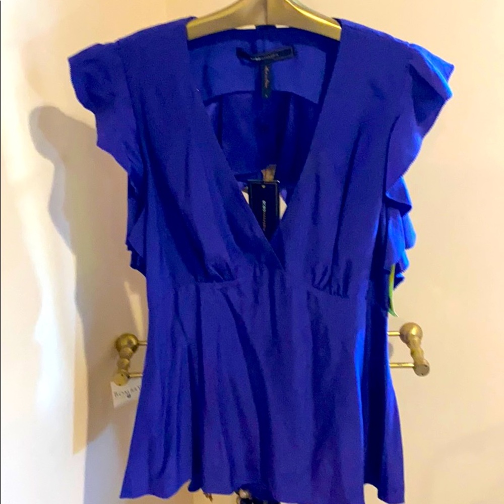 BCBG Persian blue size S open back sleeveless top